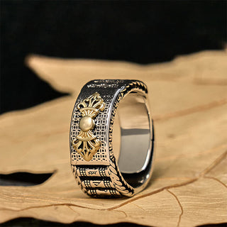 Buddha Gift Vintage Prayer Wheel Om Mani Padme Hum Copper Adjustable Wealth Ring