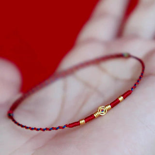 Buddha Gift Handmade Braided Red String Copper Coins Luck Bracelet
