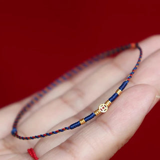 Buddha Gift Handmade Braided Red String Copper Coins Luck Bracelet