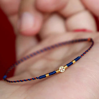 Buddha Gift Handmade Braided Red String Copper Coins Luck Bracelet