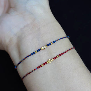 Buddha Gift Handmade Braided Red String Copper Coins Luck Bracelet