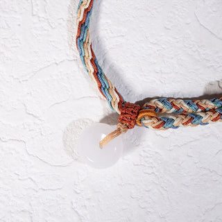 Buddha Gift Natural Hetian Jade Peace Buckle Protection Colored Rope Braided Bracelet