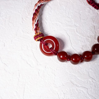 Buddha Gift Natural Red Agate Peace Buckle Logical Thinking Red Rope Bracelet