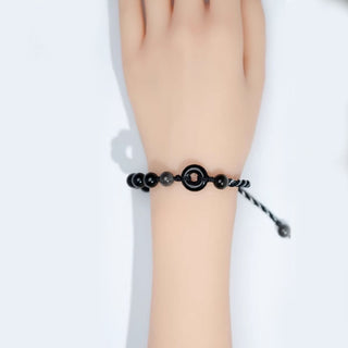 Buddha Gift Natural Black Obsidian Peace Buckle Purification Black Rope Bracelet