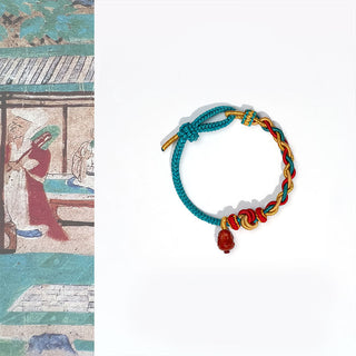 Buddha Gift Natural Red Agate Pixiu Confidence Four-strand Braid Rope Bracelet