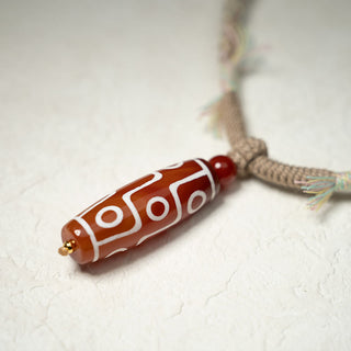 Buddha Gift Natural Red Agate Nine-eye Dzi Bead Power Rope Bracelet