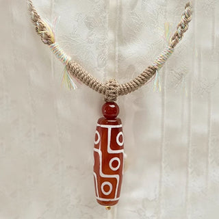 Buddha Gift Natural Red Agate Nine-eye Dzi Bead Power Rope Bracelet