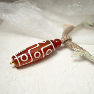 Buddha Gift Natural Red Agate Nine-eye Dzi Bead Power Rope Bracelet