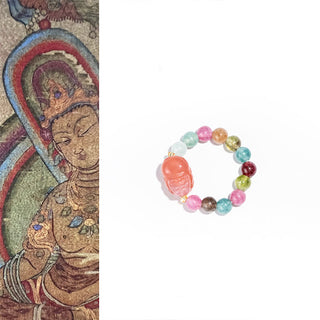 Buddha Gift Natural Tourmaline Manjusri Bodhisattva Pattern Positive Ring