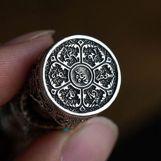 Buddha Gift Om Mani Padme Hum Ghau Prayer Box Copper Plated Silver Luck Key Chain