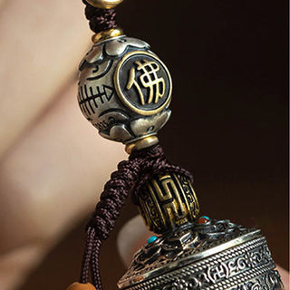 Buddha Gift Om Mani Padme Hum Ghau Prayer Box Copper Plated Silver Luck Key Chain
