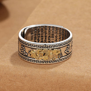 Buddha Gift Dragon Pattern Heart Sutra Copper Strength Ring
