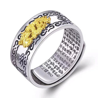 Buddha Gift Dragon Pattern Heart Sutra Copper Strength Ring