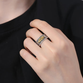 Buddha Gift Dragon Pattern Heart Sutra Copper Strength Ring