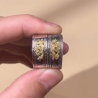 Buddha Gift Dragon Pattern Heart Sutra Copper Strength Ring