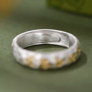 Buddha Gift Hammer Pattern Om Mani Padme Hum Copper Plated Silver Wealth Ring