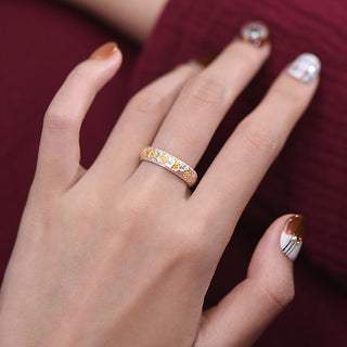 Buddha Gift Hammer Pattern Om Mani Padme Hum Copper Plated Silver Wealth Ring