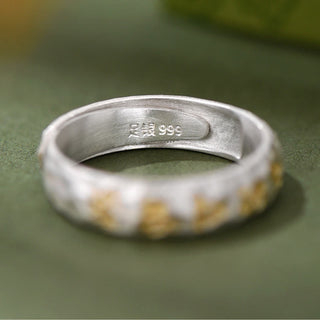 Buddha Gift 999 Sterling Silver Hammer Pattern Om Mani Padme Hum Balance Ring
