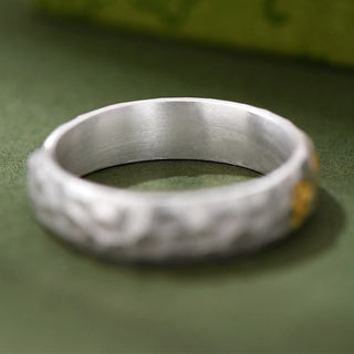 Buddha Gift 999 Sterling Silver Hammer Pattern Om Mani Padme Hum Balance Ring