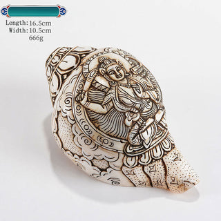 Buddha Gift Tibetan Handmade Engraved Shankha Buddha Avalokitesvara Conch Shell Wealth Decoration