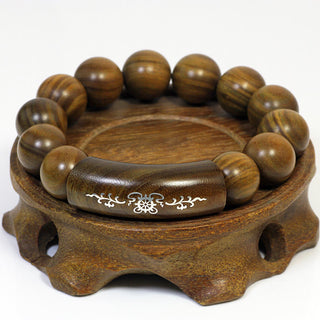 Buddha Gift 999 Sterling Silver Green Sandalwood Om Mani Padme Hum Dragon Phoenix Dharmachakra Inlaid Peace Bracelet