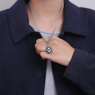 Buddha Gift Tibet Dzi Bead Garuda Pattern Copper Metal Wealth Necklace Pendant