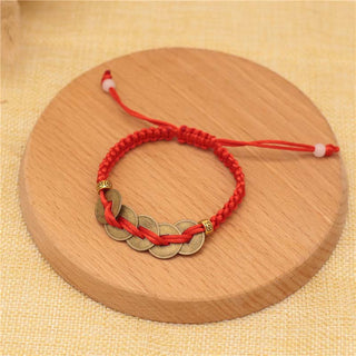 Buddha Gift Copper Coin Fortune Red String Weave Bracelet