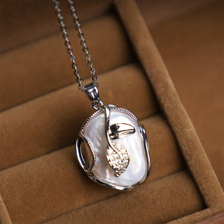 Buddha Gift 18K Gold Plated Copper Natural Baroque Pearl Flower Sincerity Necklace Pendant