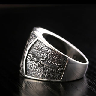 Buddha Gift 925 Sterling Silver Sanskrit Design Carved Protection Adjustable Ring