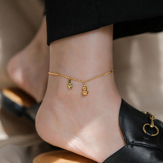 Buddha Gift 18k Gold Lucky Gourd Design Wealth Buckle Anklet