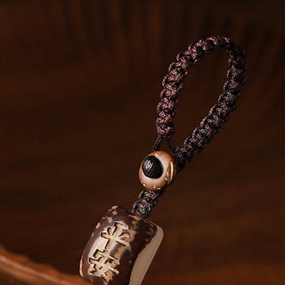 Buddha Gift Small Leaf Red Sandalwood Green Sandalwood Money Bag Om Mani Padme Hum Rotatable Protection Hanging Decoration