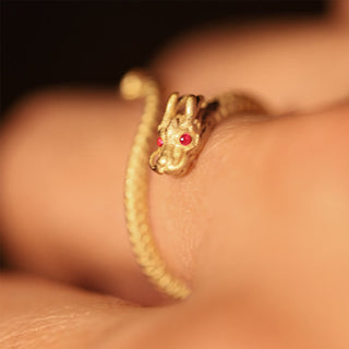 Buddha Gift 925 Sterling Silver Vintage Year of the Dragon Luck Protection Strength Adjustable Ring