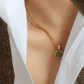 Buddha Gift Oval Turquoise Strength Titanium Steel Necklace Pendant