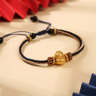 Buddha Gift 925 Sterling Silver Baby Dragon Luck Strength Handmade Braided Bracelet