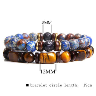 Buddha Gift 2PCS Healing Crystal Emperor Stone Tiger Eye Bead Bracelet