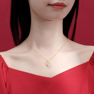 Buddha Gift Cyan Jade Gourd Lotus Leaf Abundance Pendant Necklace