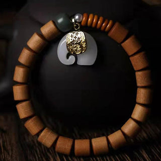 Buddha Gift Sandalwood Jade Elephant Protection Bracelet