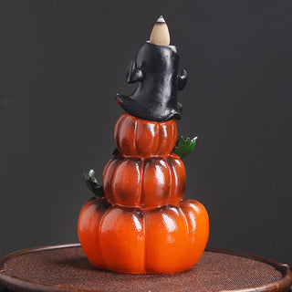 Buddha Gift Halloween Pumpkins Ghost Resin Backflow Smoke Fountain Incense Burner Decoration