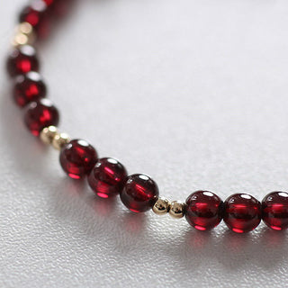 Buddha Gift 14K Gold Natural Garnet Calm Bracelet