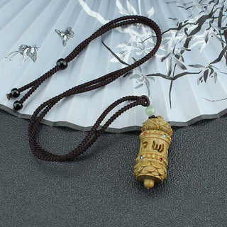Buddha Gift Tibet Green Sandalwood Rosewood Om Mani Padme Hum Lotus Positive Soothing Necklace Pendant