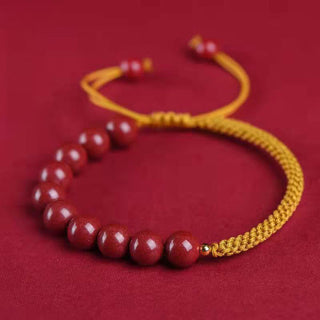 Buddha Gift Natural Cinnabar King Kong Knot Blessing String Bracelet