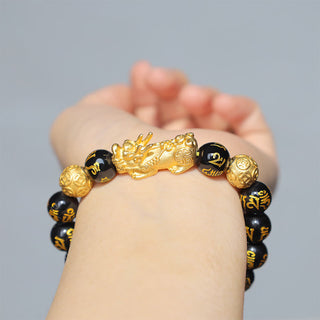 Buddha Gift FengShui PiXiu Obsidian Wealth Bracelet