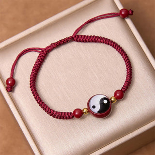 Buddha Gift Lucky Cinnabar Red String Yin Yang Symbol Bagua Blessing Bracelet