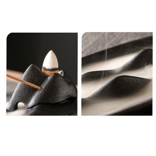 Buddha Gift Double Koi Fish Mountain Healing Ceramic Stick Incense Burner Decoration