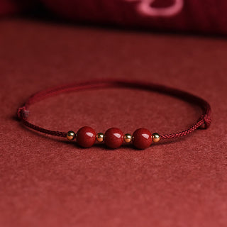 Buddha Gift Natural Lucky Cinnabar Bead Blessing String Bracelet Anklet