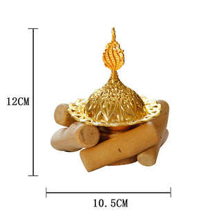 Buddha Gift Gold Alloy Healing Mini Incense Burner With Wooden Coaster Home Decor