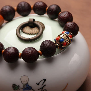 Buddha Gift Tibetan Bodhi Seed Agate Bead Luck Wealth Tassel Charm Wrist Mala