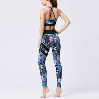 Buddha Gift 2Pcs Sunflower Flowers Leaves Print Top Pants Sports Fitness Yoga Women's Yoga Sets
