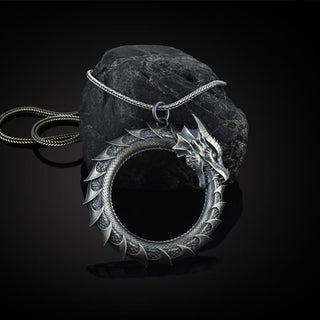 Buddha Gift Pure Tin Dragon Snake Protection Necklace Pendant