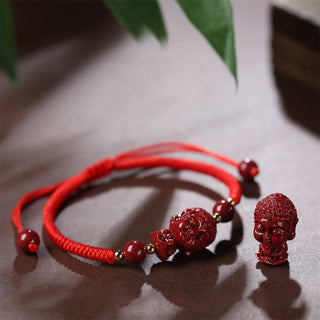 Buddha Gift Chinese Zodiac Natal Buddha Cinnabar Amulet Blessing String Bracelet